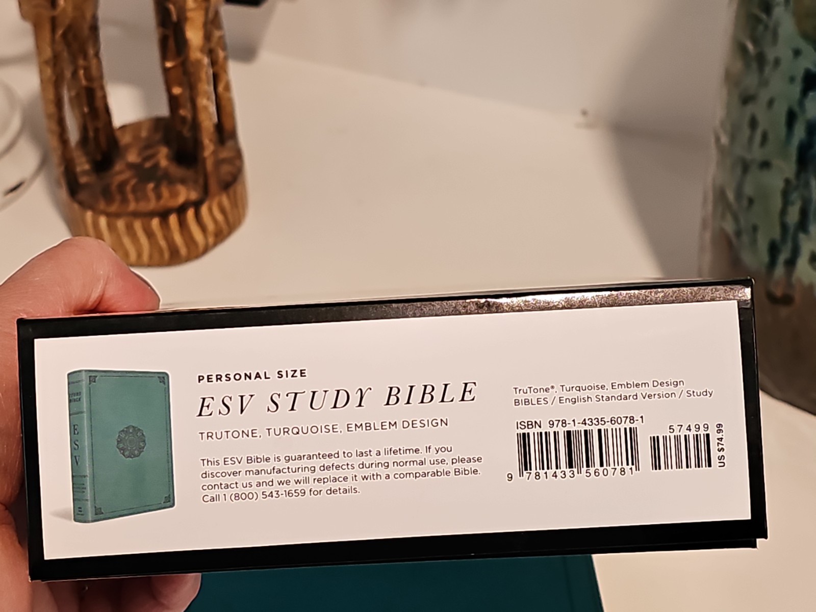 ESV Study Bible Personal Size Turquoise Trutone Emblem on Cover NEW