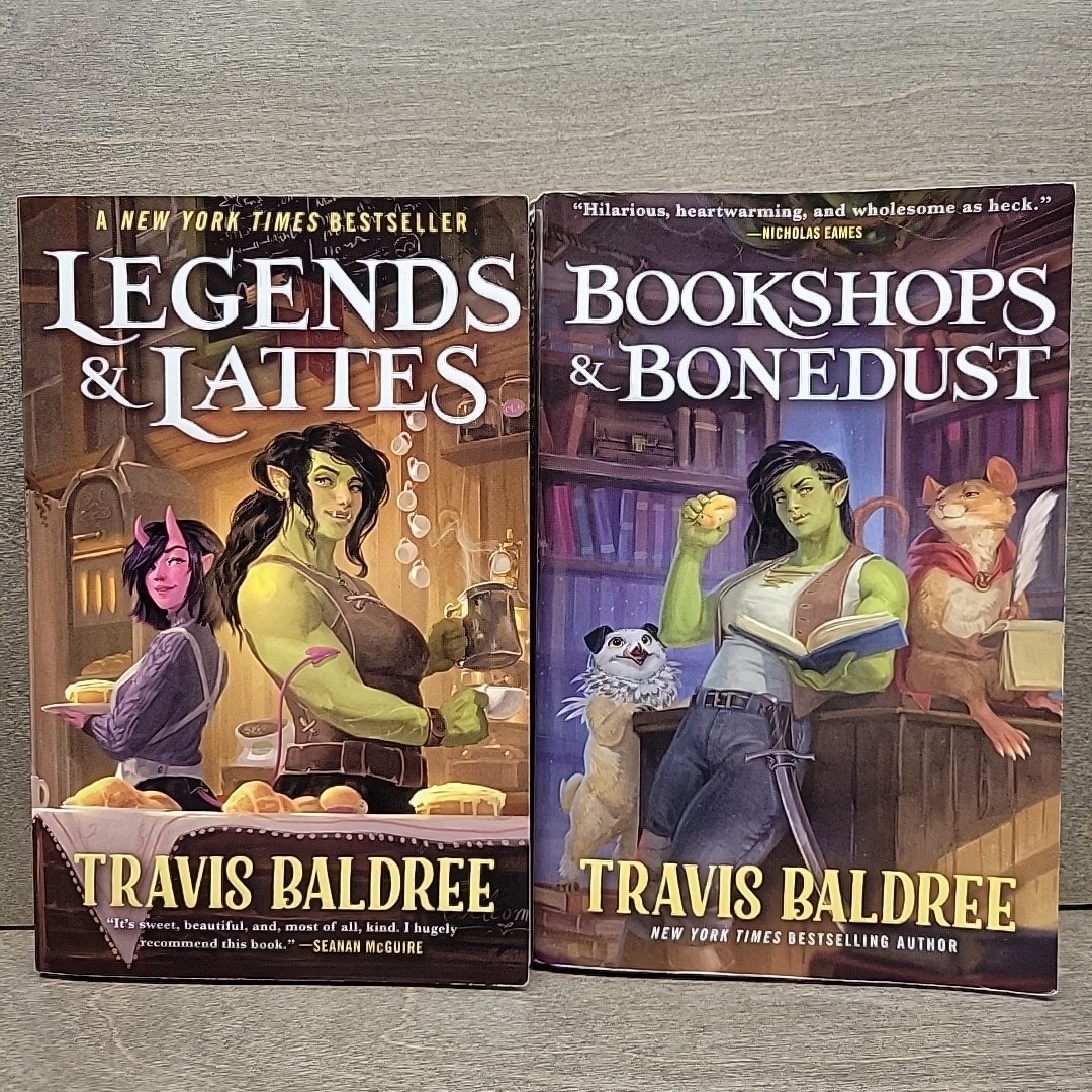 Lot of 2 Books by Travis Baldree Bookshops & Bonedust Legends & Lattes Paperback